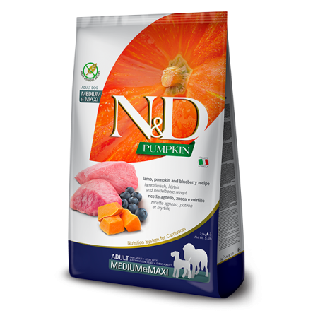 Farmina N&D Pumpkin Grain Free Dog Adult Medium & Maxi Lamb & Blueberry 2,5 кг